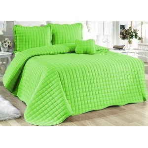 Cuvertura Brodata pat dublu cu 3 fete de perna, verde Cuvertura Brodata pat dublu cu 3 fete de perna, verde