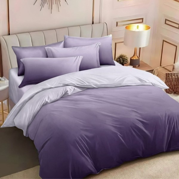 Lenjerie pat dublu (140x200cm, 160x200cm, 180x200cm),  FINET, 6 piese, Mov, degrade [1]