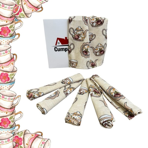 Set de 6 Prosoape Waffle, 30x50cm, pentru Bucatarie, Bumbac 100% Gofre, Atelier CumparaMisim, Crem, Bej, Cafea [1]