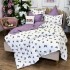 Lenjerie pat dublu,  FINET, cu elastic, 6 piese, Alb, Lila, Fluturi [3]