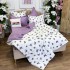 Lenjerie pat dublu,  FINET, cu elastic, 6 piese, Alb, Lila, Fluturi [7]