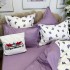Lenjerie pat dublu,  FINET, cu elastic, 6 piese, Alb, Lila, Fluturi [5]
