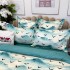 Lenjerie pat dublu,  FINET, cu elastic, 6 piese, Crem, Bleu, Stol de pasari [6]