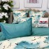 Lenjerie pat dublu,  FINET, cu elastic, 6 piese, Crem, Bleu, Stol de pasari [5]