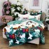 Lenjerie pat dublu,  FINET, cu elastic, 6 piese, Alb, Verde, Fluturi [8]