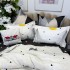 Lenjerie pat dublu,  FINET, cu elastic, 6 piese, Alb, Gri, Munti, Abstract [5]