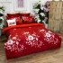 Lenjerie pat dublu,  FINET, cu elastic, 6 piese, Rosu, flori [7]