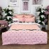 Lenjerie pat dublu,  FINET, cu elastic, 6 piese, Roz, buline, fundite [2]