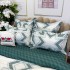 Lenjerie pat dublu,  FINET, cu elastic, 6 piese, Alb, Verde, Forme Geometrice [6]