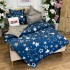 Lenjerie pat dublu,  FINET, cu elastic, 6 piese, Albastru, stelute [6]