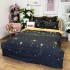 Lenjerie pat dublu,  FINET, cu elastic, 6 piese, Negru, stelute [7]