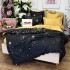Lenjerie pat dublu,  FINET, cu elastic, 6 piese, Negru, stelute [3]