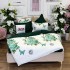 Lenjerie pat dublu,  FINET, cu elastic, 6 piese, Alb, Verde, Flori, Fluturi [7]