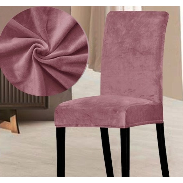 Set 6 huse universale pentru scaun Velvet , roz pudra [1]