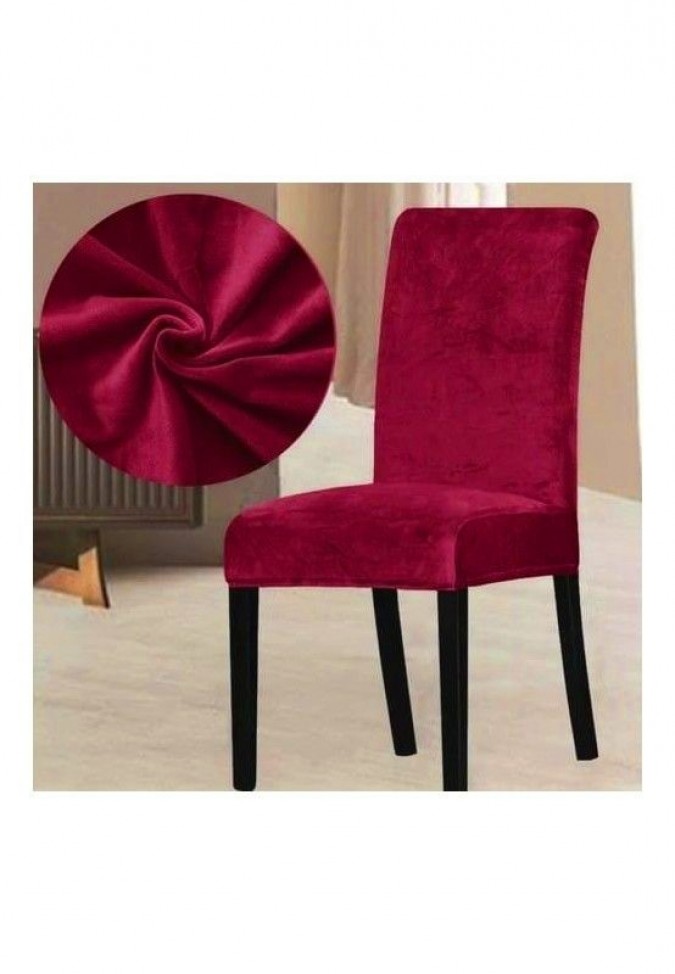 Set 6 huse universale pentru scaun Velvet   rosu