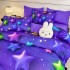 Lenjerie pat dublu, FINET, Imprimeu Digital 5D - Identic cu poza, Cu ELASTIC, 6 piese, Jojo Home, Mov, Stelute [3]