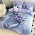 Lenjerie pat dublu, FINET, Imprimeu Digital 5D - Identic cu poza, Cu ELASTIC, 6 piese, Jojo Home, Lila, Crini [2]