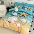 Lenjerie pat dublu, FINET, Imprimeu Digital 5D - Identic cu poza, Cu ELASTIC, 6 piese, Jojo Home, Bleu, Ocean, Stea de Mare [2]