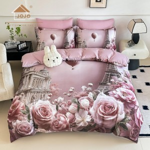 Lenjerie pat dublu, FINET, Imprimeu Digital 5D - Identic cu poza, Cu ELASTIC, 6 piese, Jojo Home, Roz, Trandafiri Lenjerie pat dublu, FINET, Imprimeu Digital 5D - Identic cu poza, Cu ELASTIC, 6 piese, Jojo Home, Roz, Trandafiri