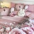Lenjerie pat dublu, FINET, Imprimeu Digital 5D - Identic cu poza, Cu ELASTIC, 6 piese, Jojo Home, Roz, Trandafiri [3]