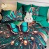 Lenjerie pat dublu, FINET, Imprimeu Digital 5D - Identic cu poza, Cu ELASTIC, 6 piese, Jojo Home, Verde, Fluture [3]