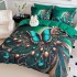 Lenjerie pat dublu, FINET, Imprimeu Digital 5D - Identic cu poza, Cu ELASTIC, 6 piese, Jojo Home, Verde, Fluture [2]