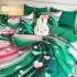 Lenjerie pat dublu, FINET, Imprimeu Digital 5D - Identic cu poza, Cu ELASTIC, 6 piese, Jojo Home, Verde, Roz, Inimioare [3]