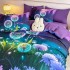 Lenjerie pat dublu, FINET, Imprimeu Digital 5D - Identic cu poza, Cu ELASTIC, 6 piese, Jojo Home, Mov, Papadii [3]