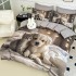 Lenjerie pat dublu, FINET, Imprimeu Digital 5D - Identic cu poza, Cu ELASTIC, 6 piese, Jojo Home, Gri, Catel si Pisica [2]