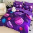 Lenjerie pat dublu, FINET, Imprimeu Digital 5D - Identic cu poza, Cu ELASTIC, 6 piese, Jojo Home, Mov, Macarons [2]