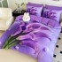Lenjerie pat dublu, FINET, Imprimeu Digital 5D - Identic cu poza, Cu ELASTIC, 6 piese, Jojo Home, Mov, Cale [2]