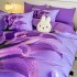 Lenjerie pat dublu, FINET, Imprimeu Digital 5D - Identic cu poza, Cu ELASTIC, 6 piese, Jojo Home, Mov, Cale [3]