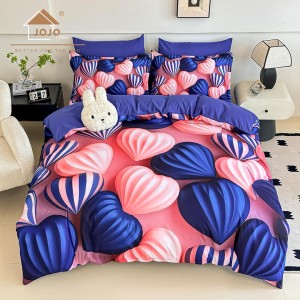 Lenjerie pat dublu, FINET, Imprimeu Digital 5D - Identic cu poza, Cu ELASTIC, 6 piese, Jojo Home, Albastru, Roz, Inimioare Lenjerie pat dublu, FINET, Imprimeu Digital 5D - Identic cu poza, Cu ELASTIC, 6 piese, Jojo Home, Albastru, Roz, Inimioare