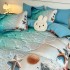 Lenjerie pat dublu, FINET, Imprimeu Digital 5D - Identic cu poza, Cu ELASTIC, 6 piese, Jojo Home, Bleu, Ocean [3]