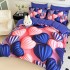 Lenjerie pat dublu, FINET, Imprimeu Digital 5D - Identic cu poza, Cu ELASTIC, 6 piese, Jojo Home, Albastru, Roz, Inimioare [2]