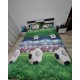 Lenjerie pat dublu, cearsaf clasic, imprimeu 3D, Alb-Verde, fotbal [1]