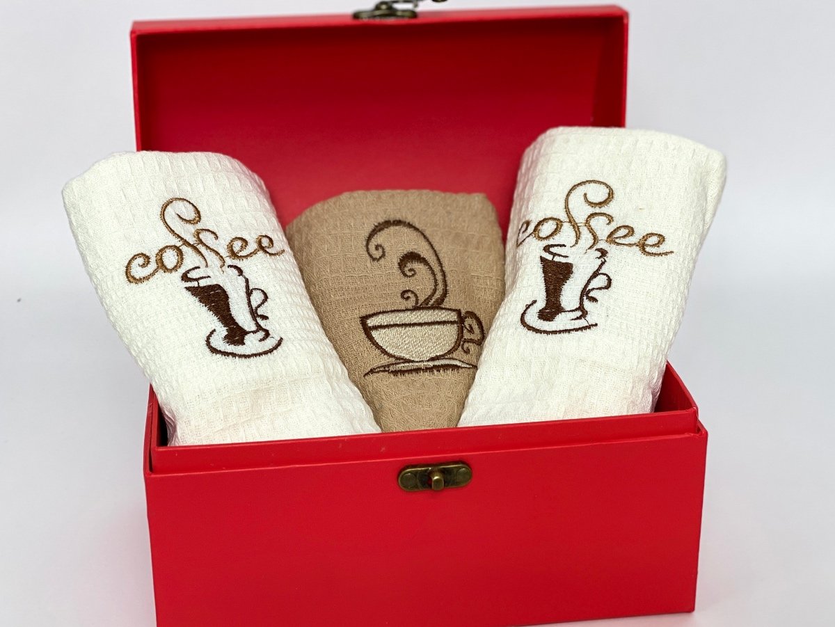 Set de 3 prosoape de Bucatarie din Bumbac 50x70cm Coffee cod PBB2