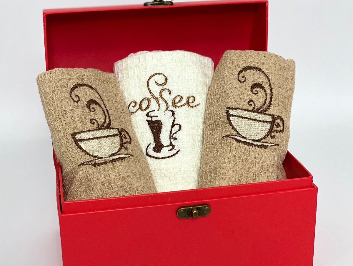 Set de 3 prosoape de Bucatarie din Bumbac 50x70cm Coffee cod PBB3