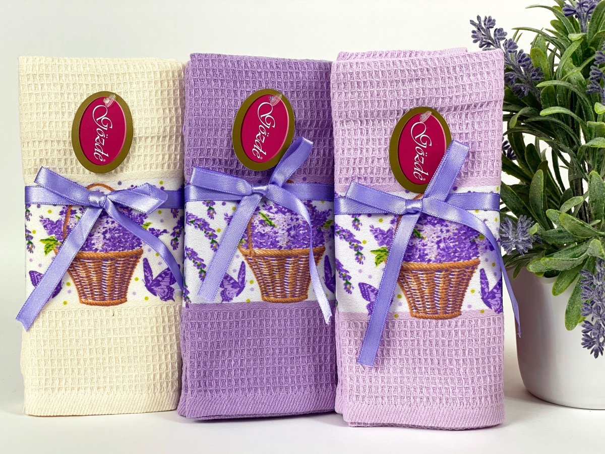 Set de 3 prosoape de Bucatarie din Bumbac 50x70cm Lilac cod PBF3