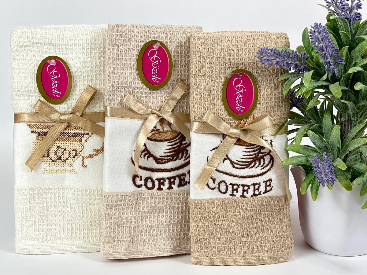 Set de 3 prosoape de Bucatarie din Bumbac 50x70cm Coffee cod PBF5