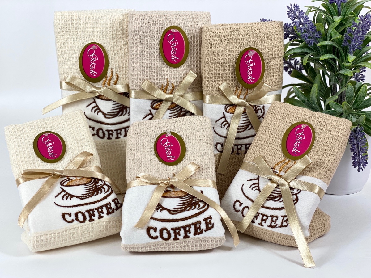 Set de 6 prosoape de Bucatarie din Bumbac 50x70cm Coffee cod PBF6