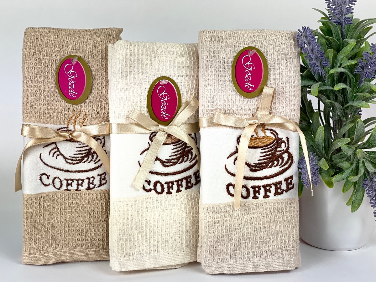 Set de 3 prosoape de Bucatarie din Bumbac 50x70cm Coffee cod PBF11