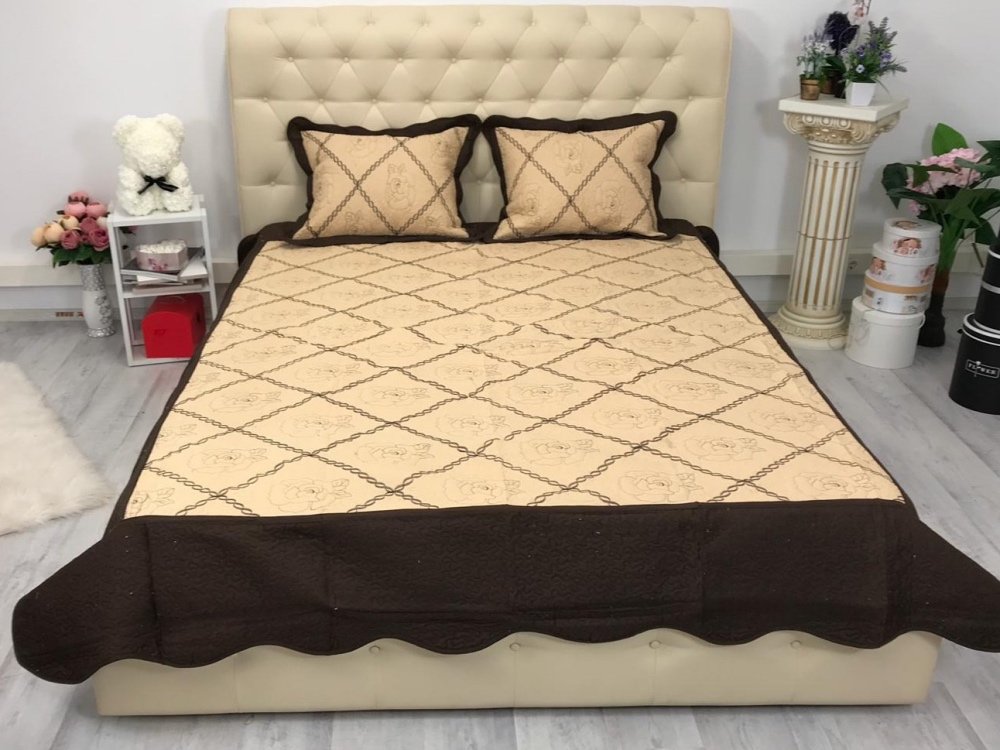 Cuvertura 3 piese din Bumbac 100% Brodat pentru pat dublu 230x250cm cod CBD18