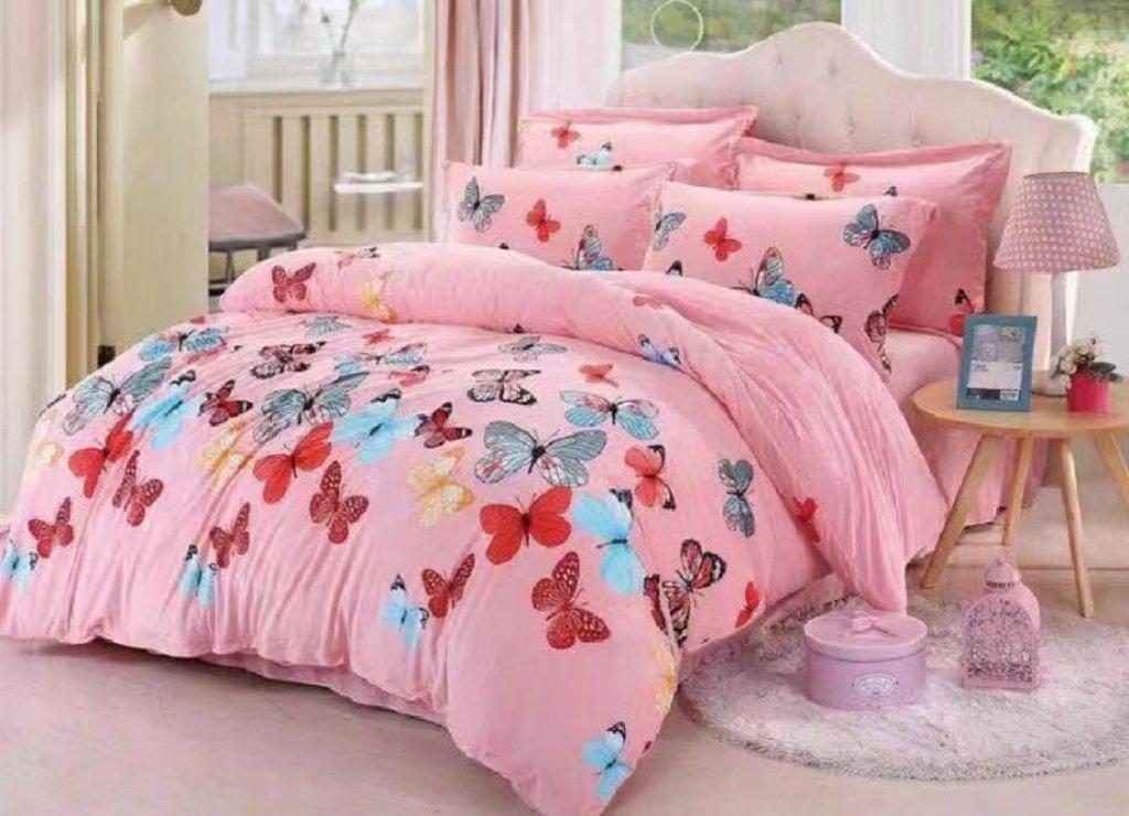 Lenjerie pentru pat dublu pufoasa COCOLINO (fleece) Butterflies Pink codCCY4
