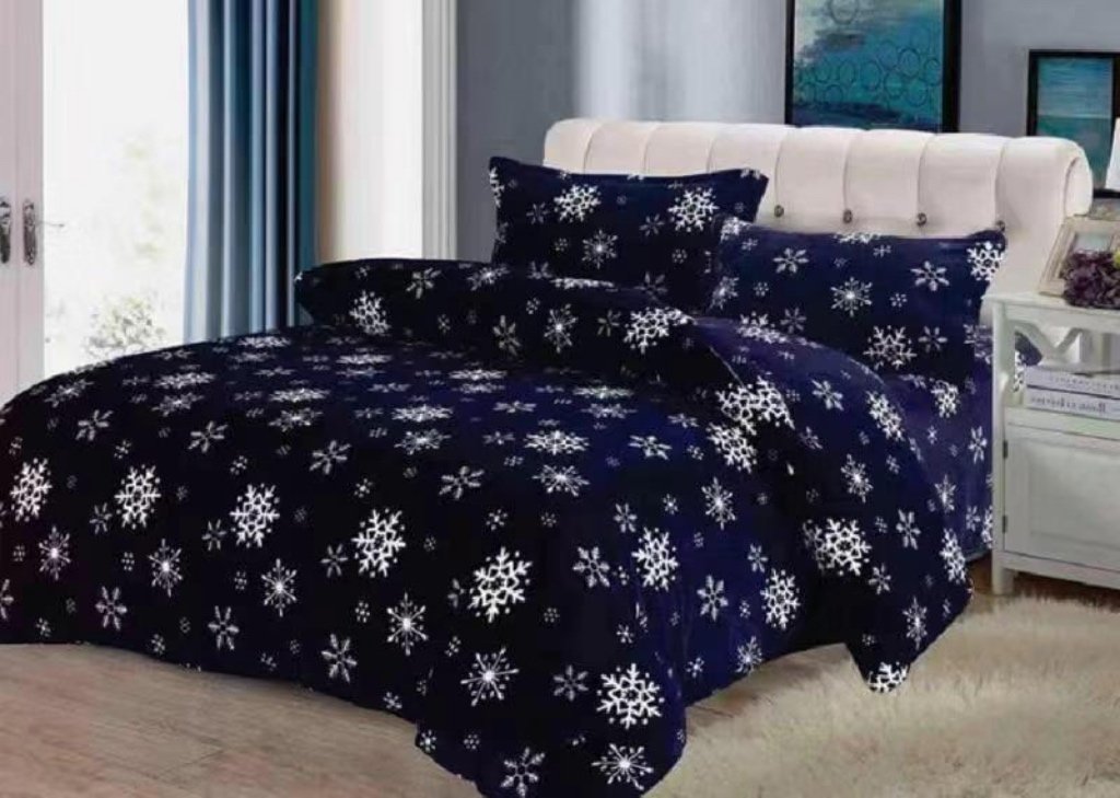 Lenjerie pentru pat dublu pufoasa COCOLINO Snow Flakes Navy