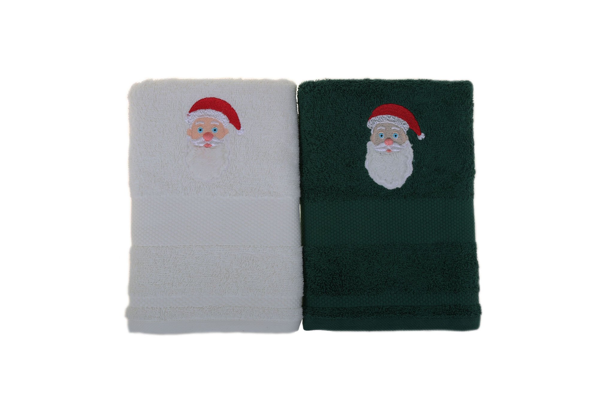 Set 2 prosoape Bahar Majoli Christmas 50 x 100 cm din bumbac 100% Noel Baba - White Green